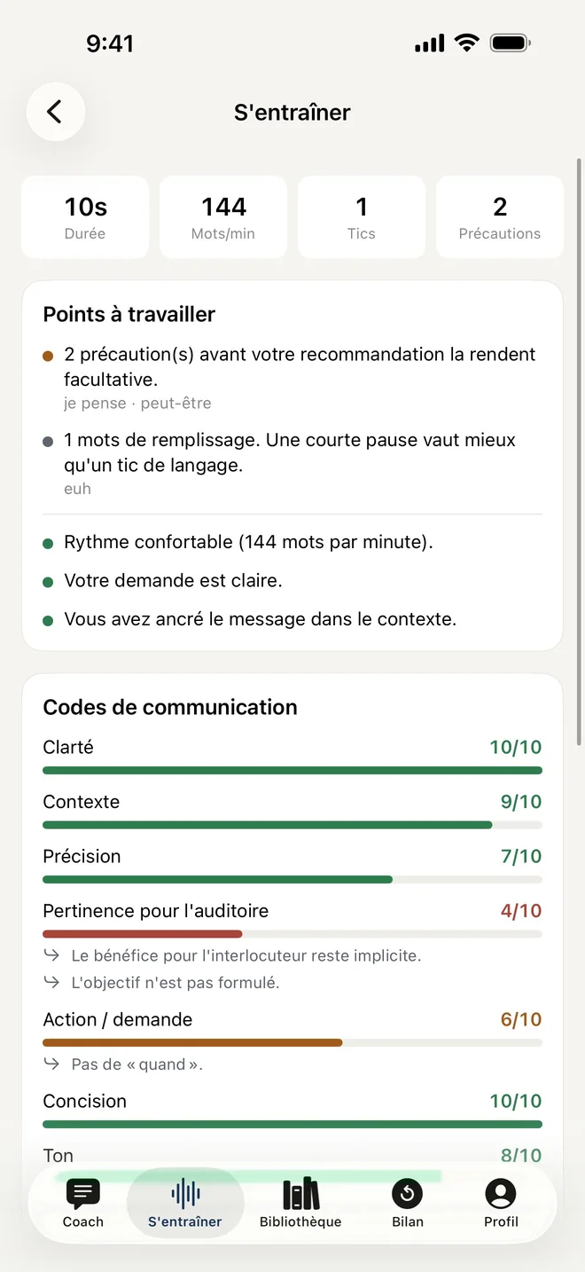 Entraînez-vous à voix haute